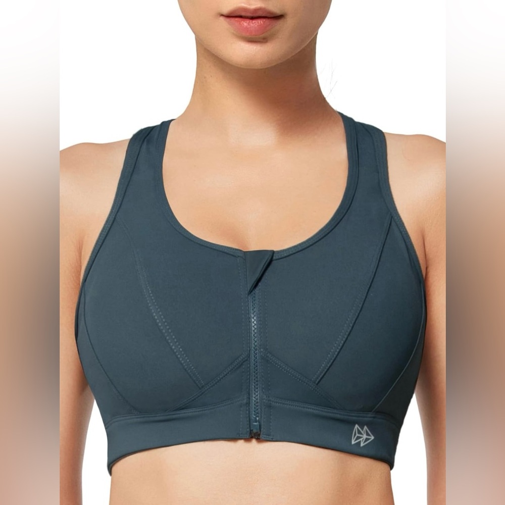 Zip Front , high impact Sports Bra  S+